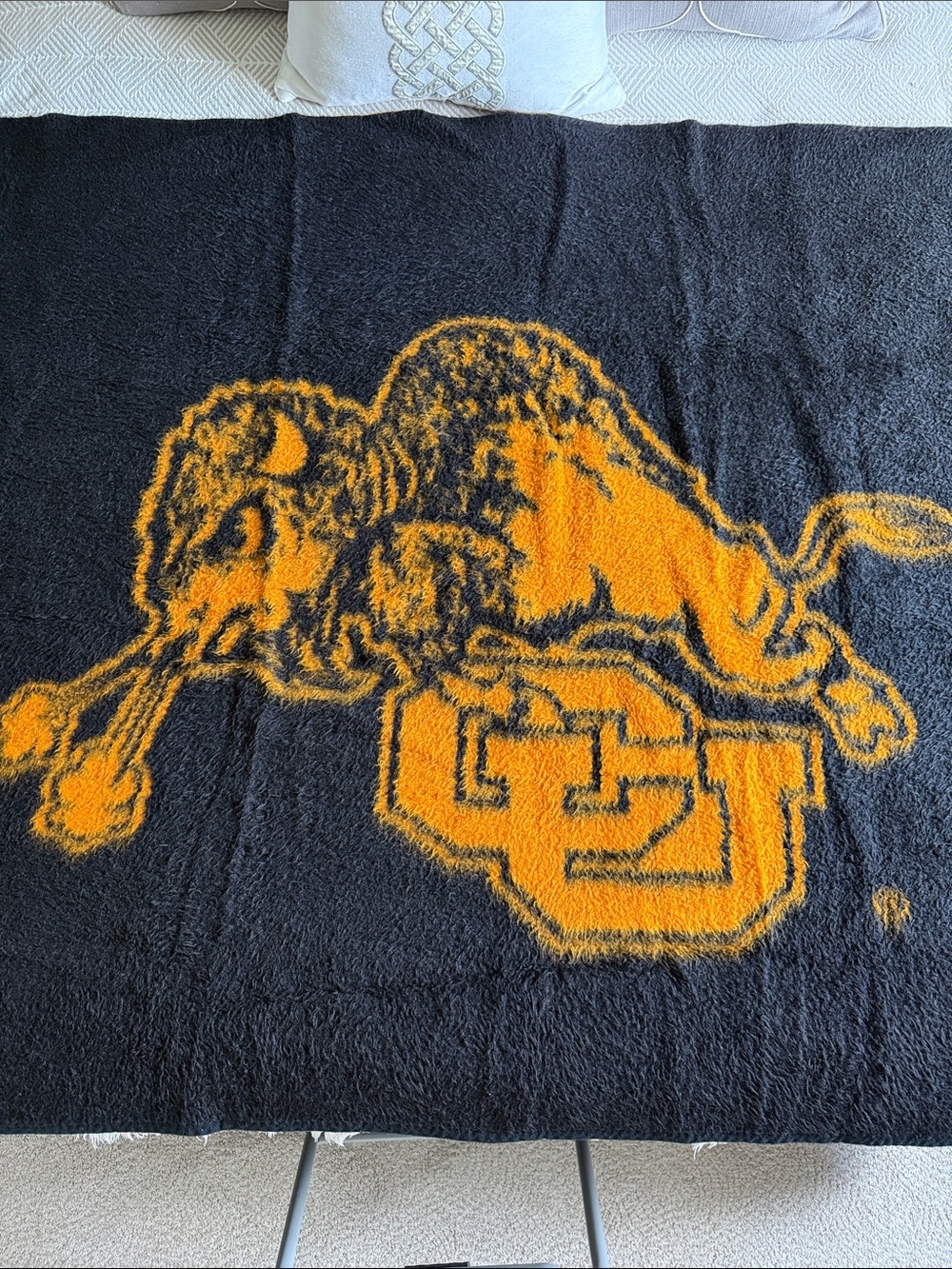 University of Colorado Buffalos Ralphie orange and black fleece stadium blanket
